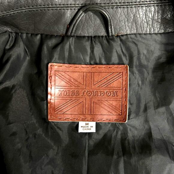 Womens Miss London Dk Gray Faux Leather Studded Motorcycle Jacket Size M, NWOT - Picture 4 of 4